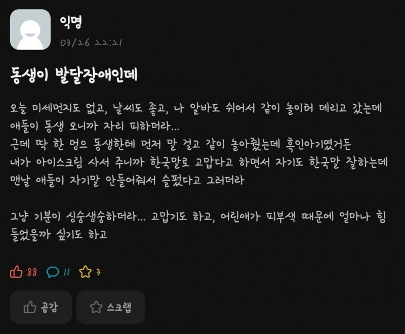 nokbeon.net-발달장애 동생과 놀이터에 간 대학생-1번 이미지