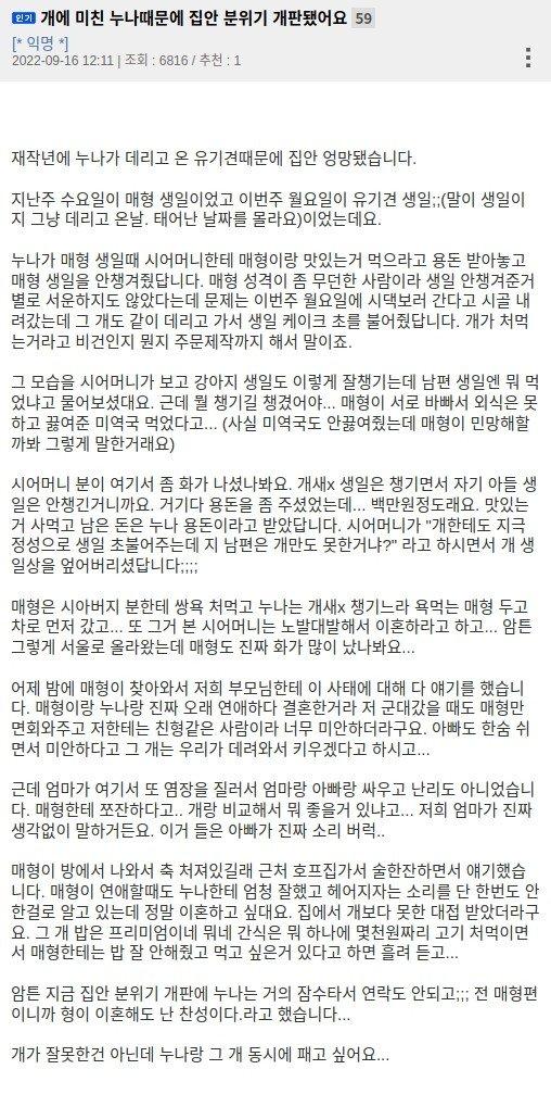 nokbeon.net-개에 미친 누나 때문에 분위기 개판난 집안-1번 이미지