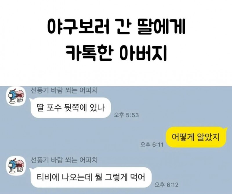 nokbeon.net-야구보러 간 딸에게 카톡한 아버지-1번 이미지