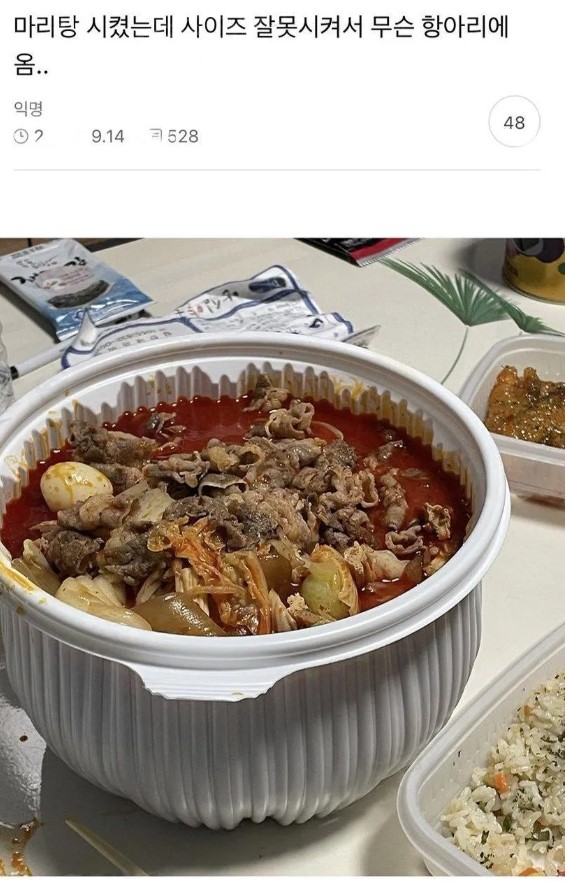 nokbeon.net-마라탕 사이즈 잘못시켜서 무슨 항아리에 옴..-1번 이미지